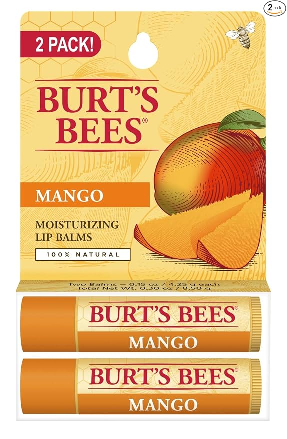 Burt's Bees Bálsamo labial – Cera de abeja original, hidratante labial con cera de abejas de origen responsable, sin tinte, tratamiento acondicionador de origen natural, 2 tubos, 0.15 onzas.