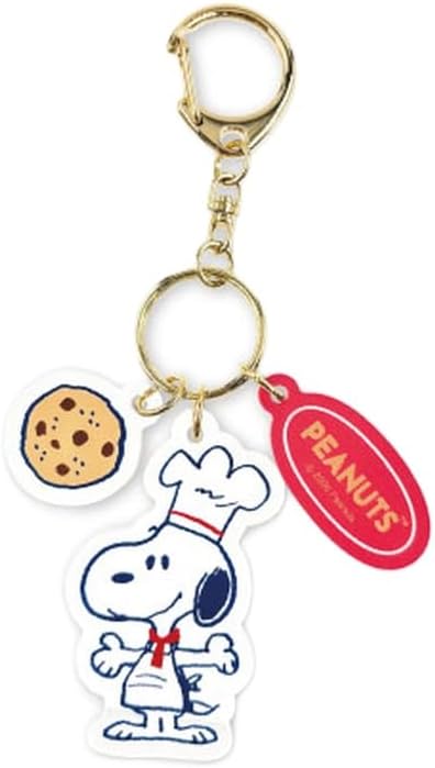Marimo Craft SPCQ-683 Snoopy Snacktime Chef Series Acrylic Key Holder, Red, Approx. W 1.6 x H 2.3 x D 0.1 inches (40 x 59 x 3 mm)