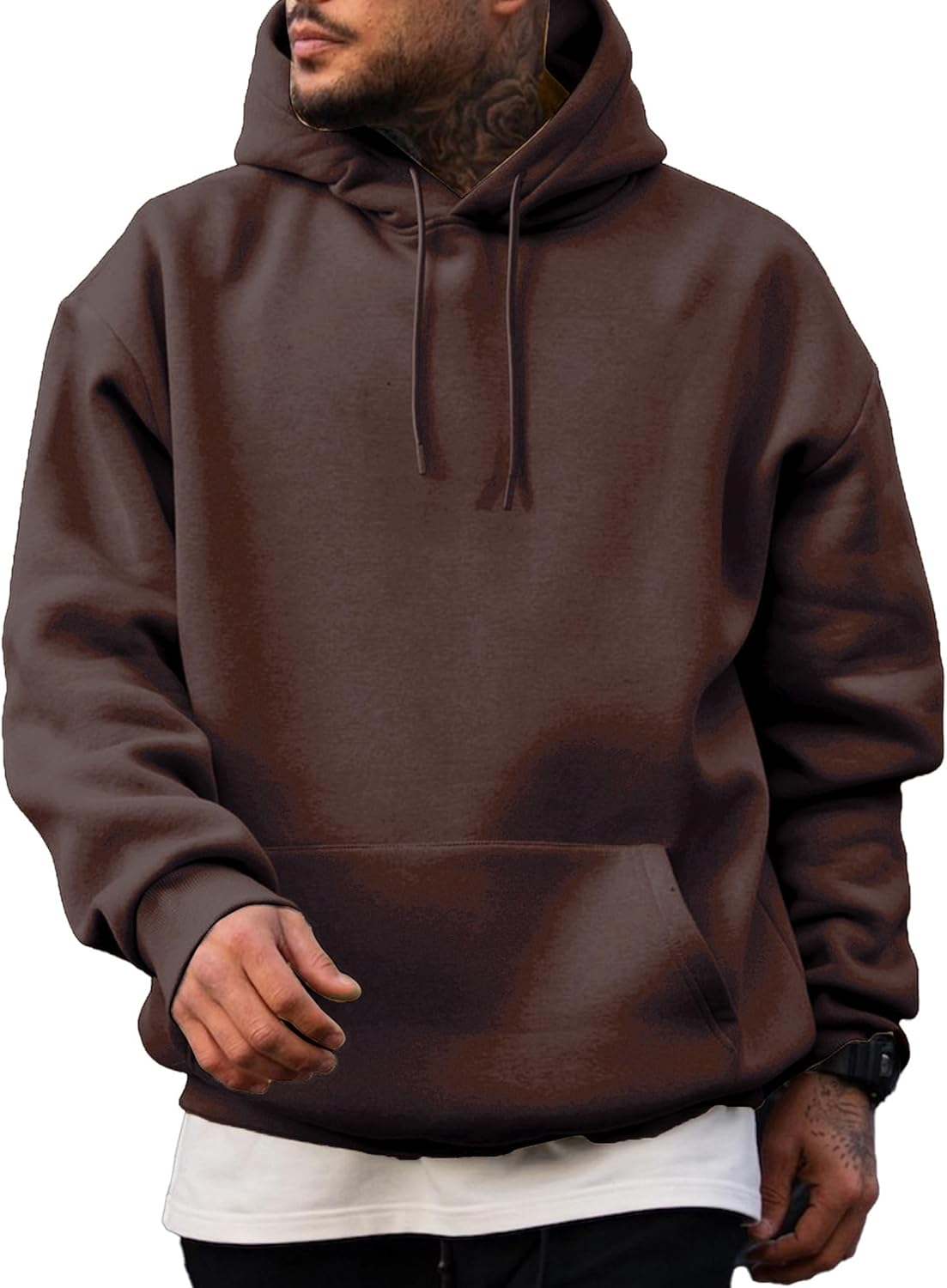 JMIERR - Sudaderas con capucha de manga larga para hombre, estilo casual, con cordón en el cuello, de algodón | Cómodo suéter con forro polar, capucha con cordón ajustable, bolsillo canguro, ajuste regular, lavable a máquina
