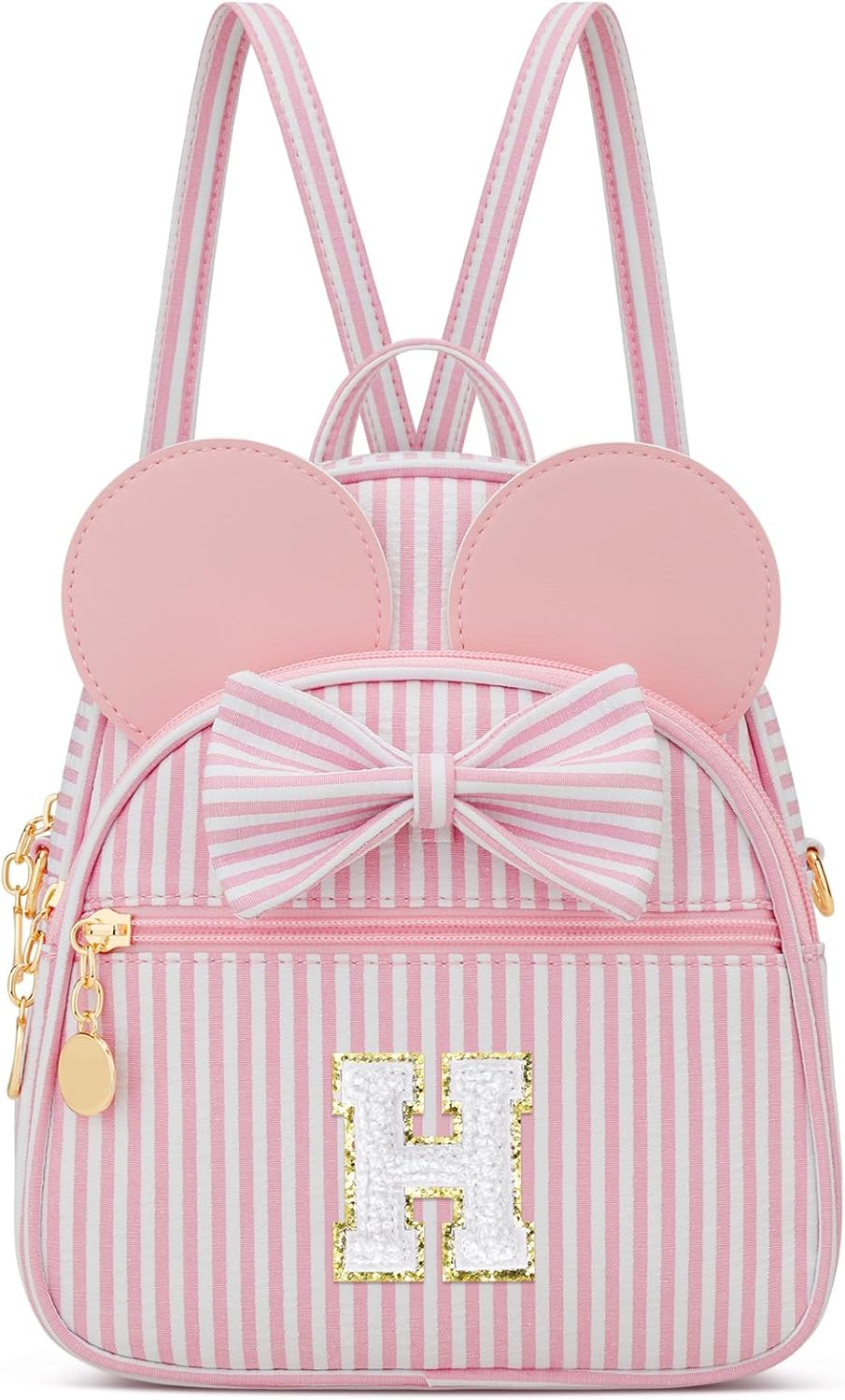 Regalo de cumpleaños personalizado para niñas pequeñas, mochila pequeña con inicial para niñas pequeñas, lindo mini bolso para niños de 3 a 10 años, rosa A