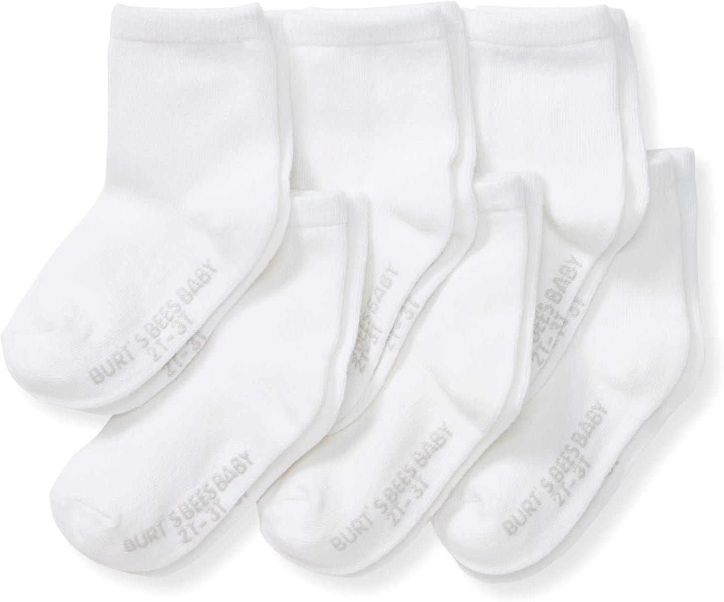 Burt's Bees Baby Calcetines de tobillo para bebés niñas con agarres antideslizantes (paquete de 6) | Soft, stretchy cotton blend ankle socks feature a stay-put ankle rib band and keep socks on feet