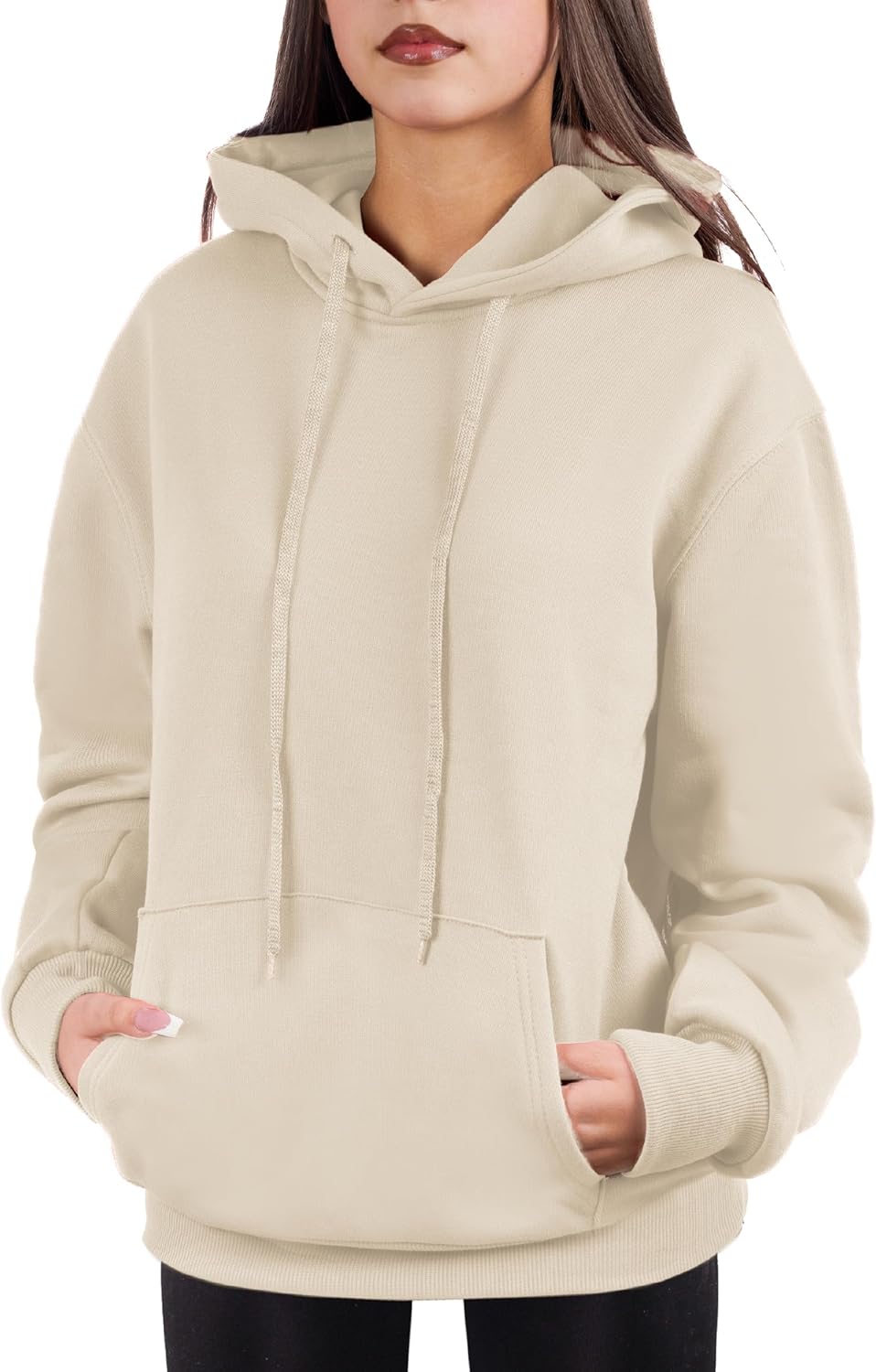 Sudadera de gran tamaño con capucha para mujer, mezcla de algodón y forro polar suave, acogedora sudadera para todos los días