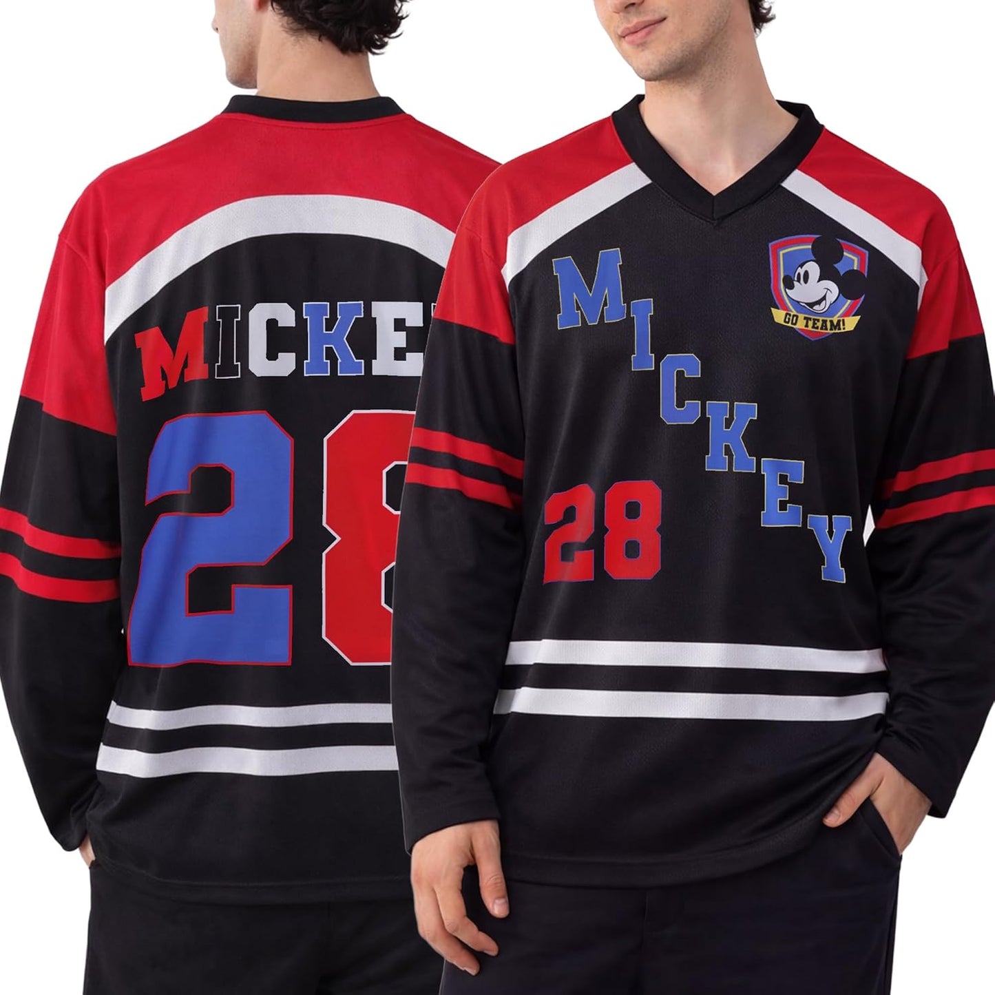 Marvel Jersey de hockey para hombre - Spider-Man Punisher y Mickey Mouse Camisetas clásicas de manga larga con gráfico de malla para hombres | Vibrant Marvel Graphics, Breathable Mesh Fabric, Long Sleeve, Relaxed Fit, Size Runs Large
