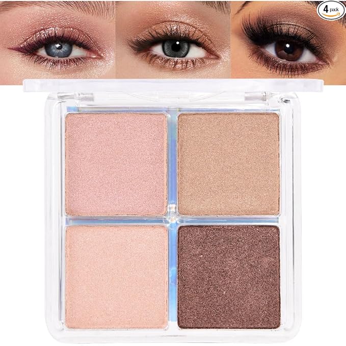 evpct - Paleta de sombra de ojos cuadrada en polvo mate marrón desnudo, rosa desnudo claro, marrón oscuro natural, sombra de ojos mate ahumada de alta pigmentación, mini paleta de maquillaje para