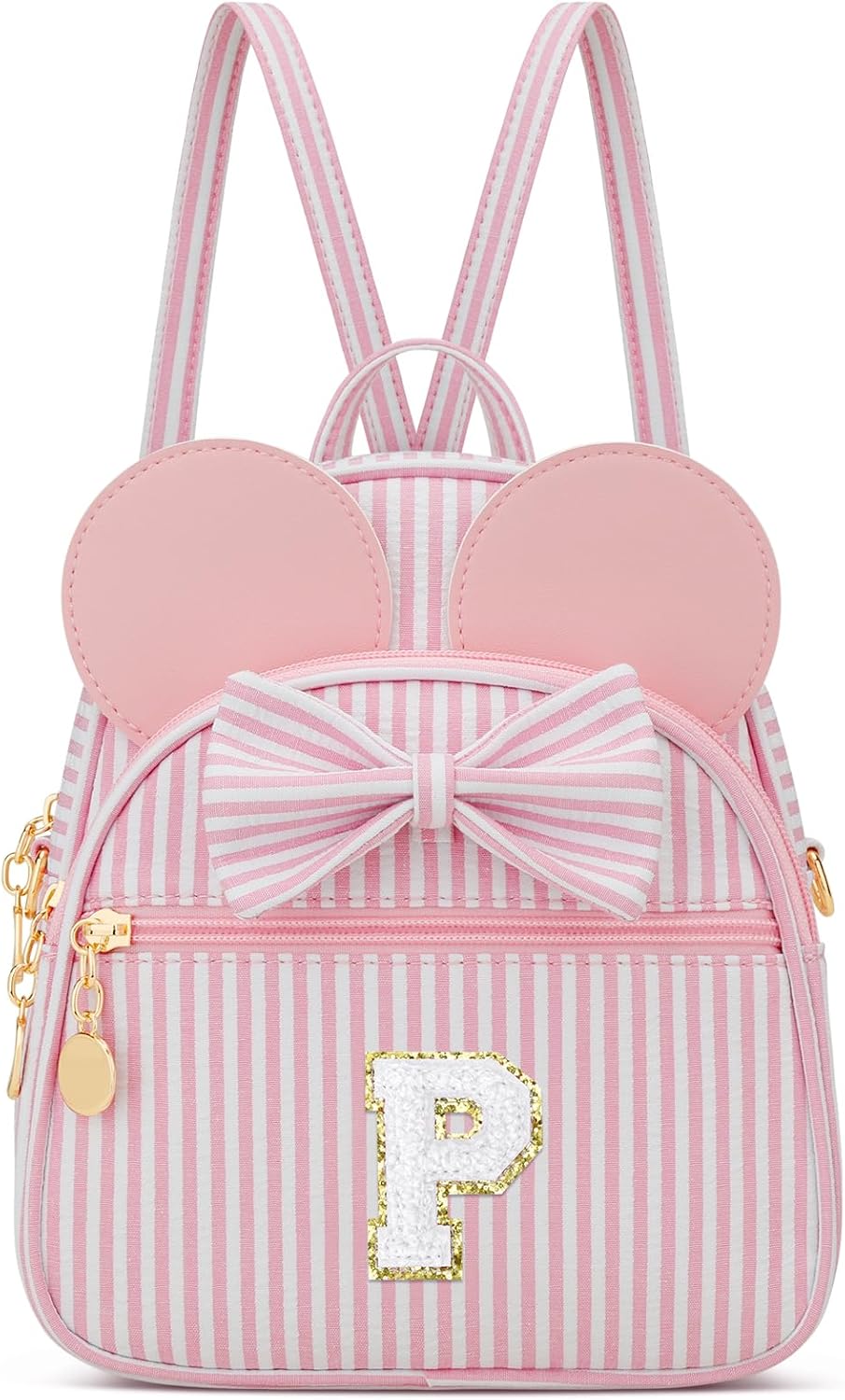 Regalo de cumpleaños personalizado para niñas pequeñas, mochila pequeña con inicial para niñas pequeñas, lindo mini bolso para niños de 3 a 10 años, rosa A