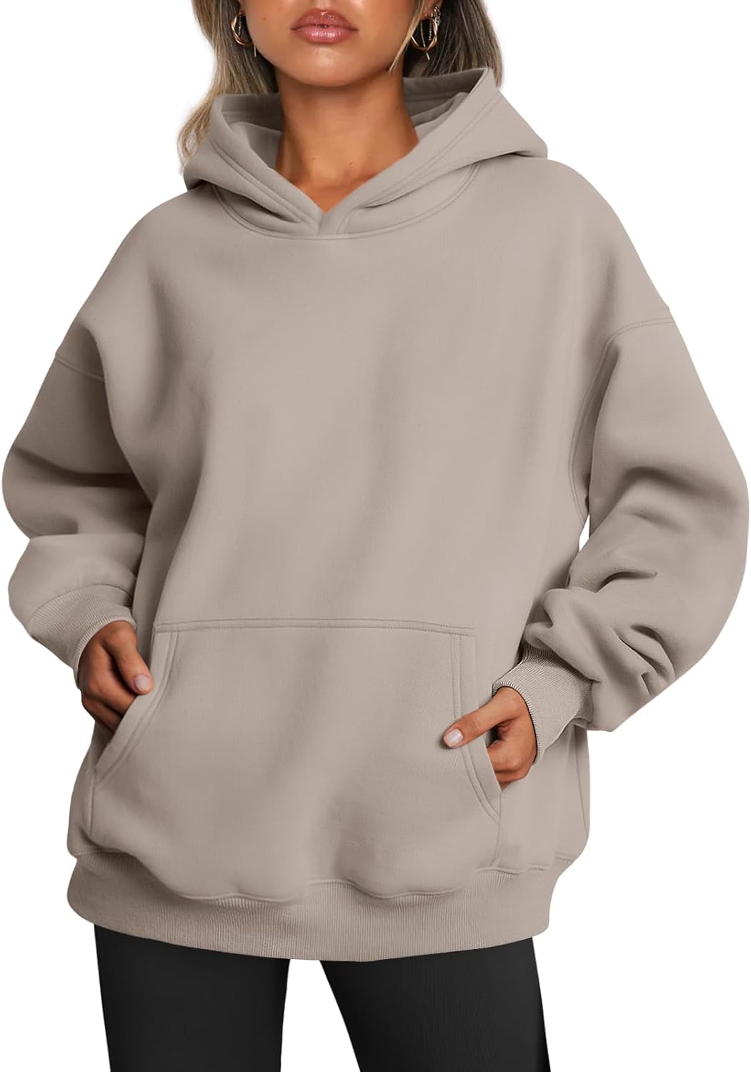 Trendy Queen Sudaderas con capucha de gran tamaño para mujer, sudaderas de felpa para mujer, suéteres de moda de otoño, suéteres de invierno | Gentle Skin Feel, Aesthetic Drop Shoulder, Large Kangaroo Pocket, Seamless Daily Outfit Match