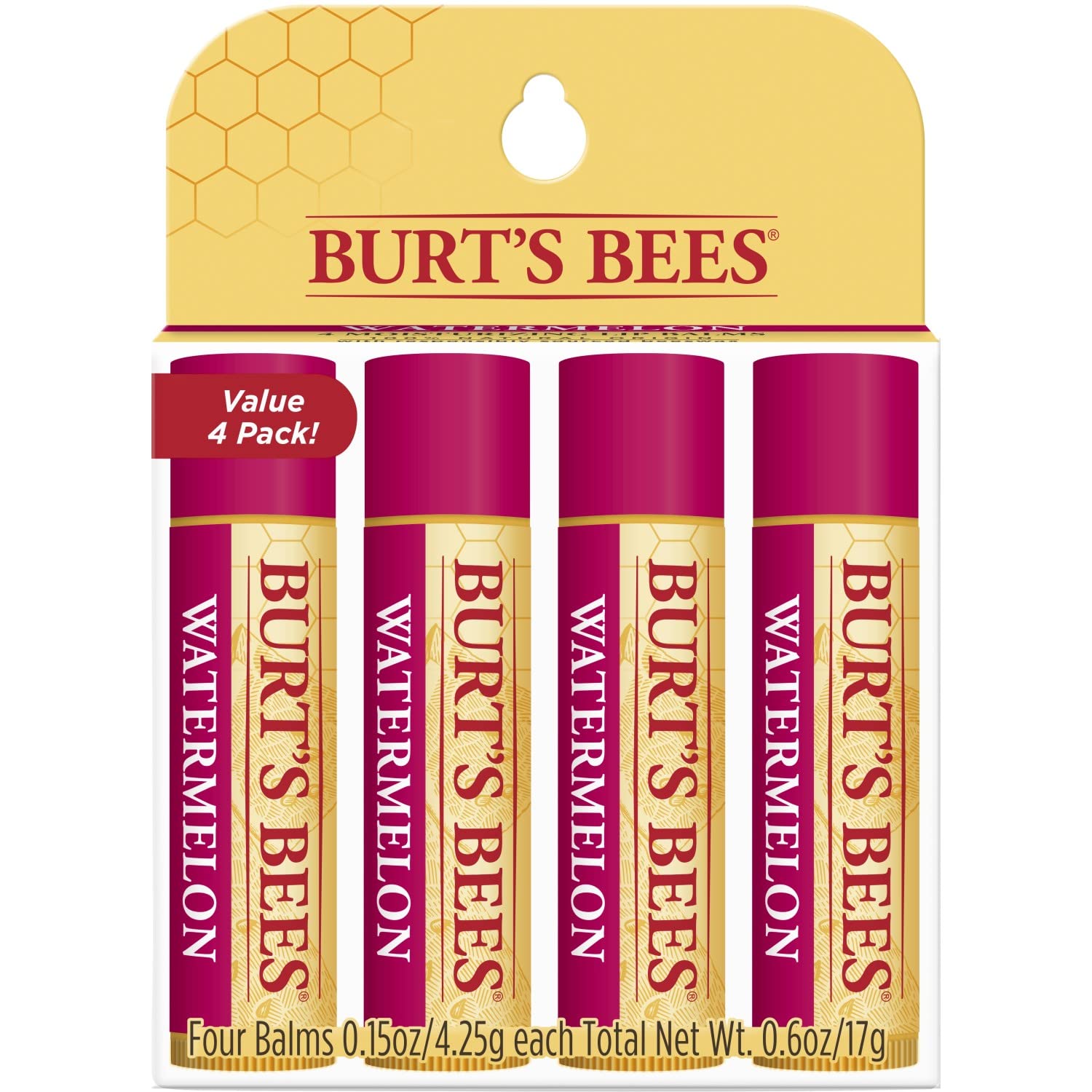 Burt's Bees Bálsamo labial de cera de abejas, hidratante labial con cera de abejas de origen responsable, sin tinte, tratamiento labial acondicionador natural, 1 tubo, 0.15 onzas.