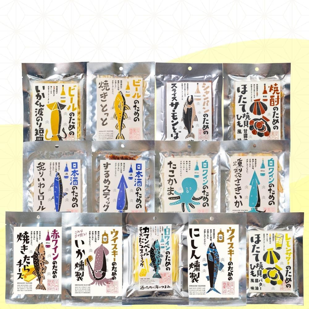 Maruichi Okada Shoten Seafood Delicacies (3-Piece Set) Appetizer Set - Scallop, Dried Fish, Herring, White Wine, Whiskey, Lemon Sour, Snacks, Delicacies, Hokkaido, Alcoholic Beverages Accompaniment