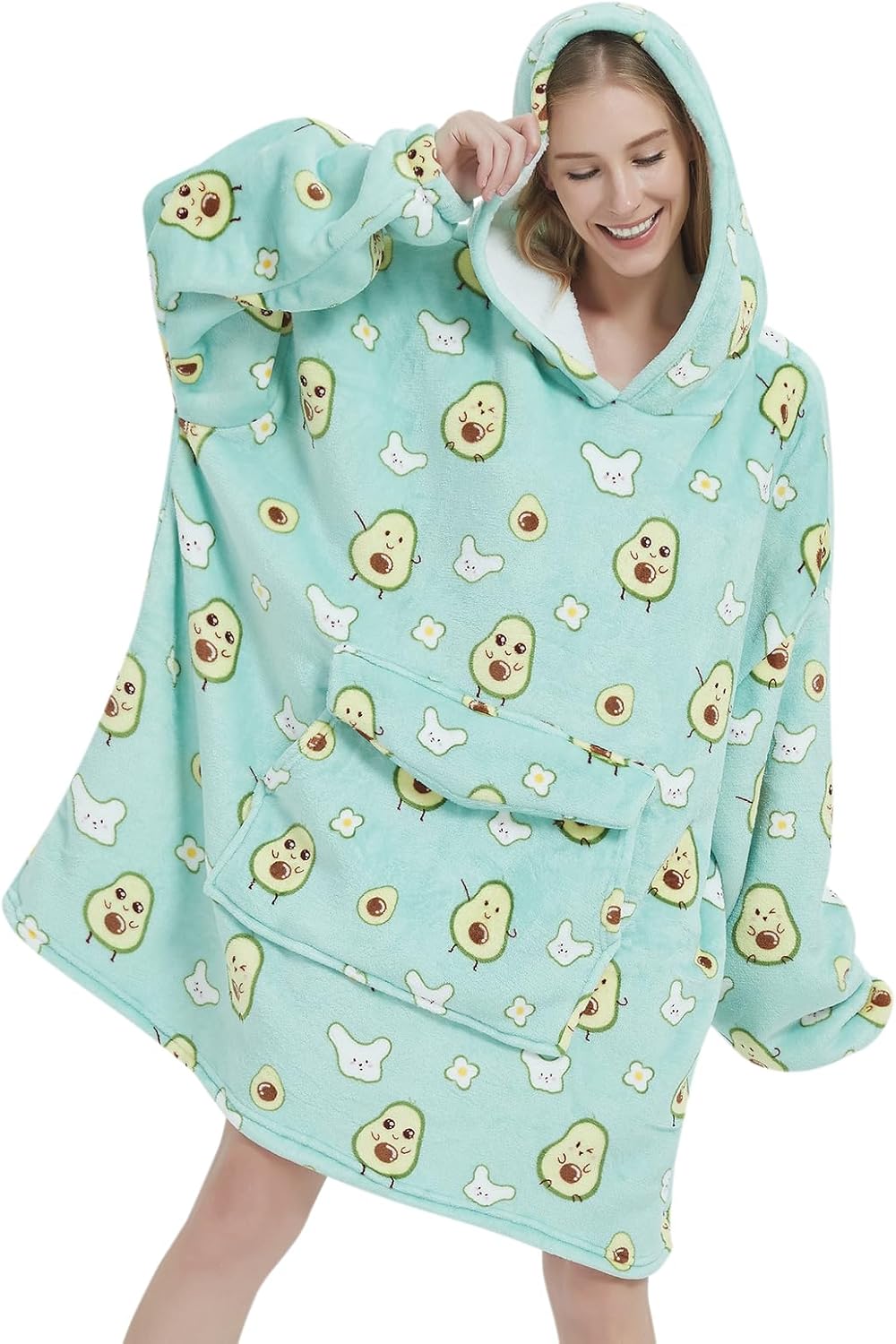 Mewkou - Manta con capucha portátil para adultos, manta con capucha de forro polar sherpa de gran tamaño para mujeres y hombres, Dachshund