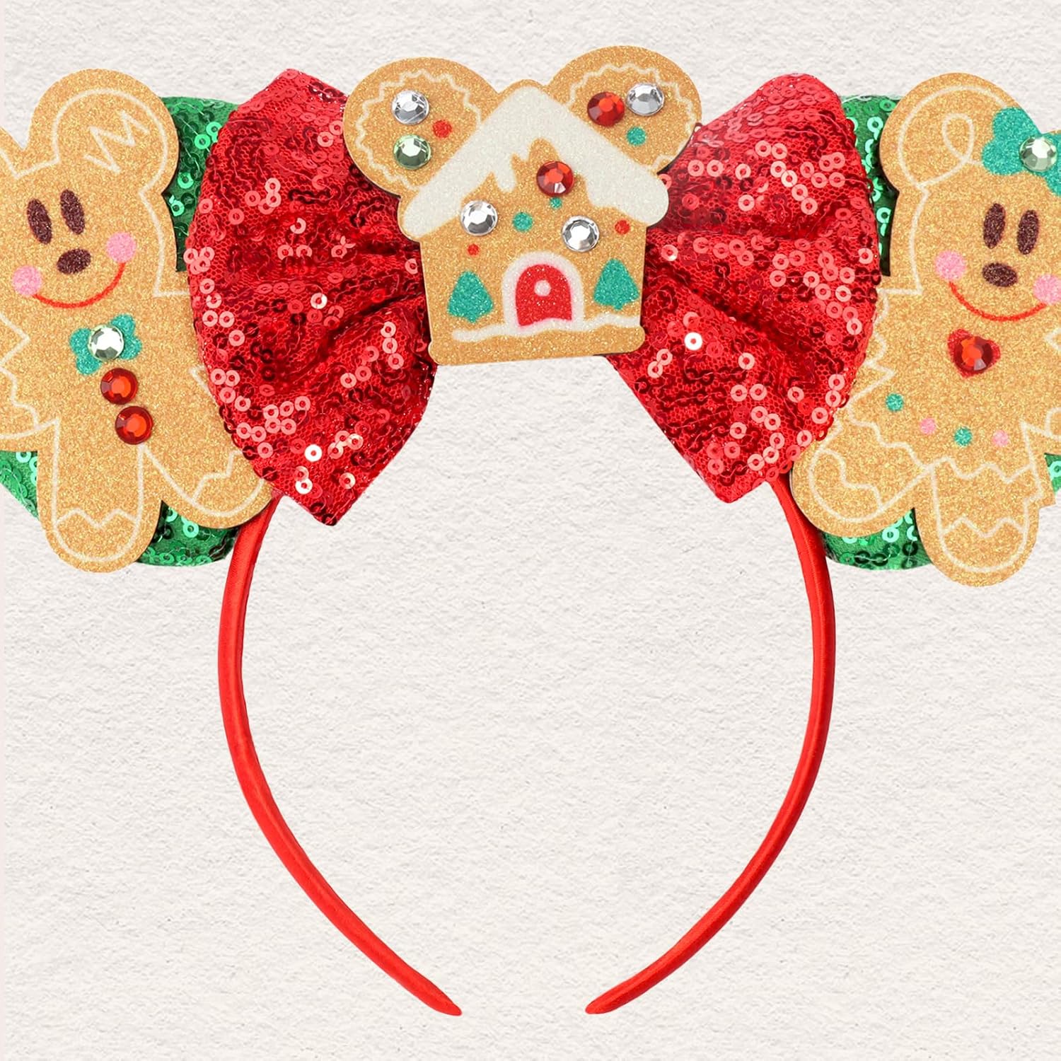 ETLUK Diadema con orejas de ratón, diadema azul con lazo de lentejuelas para mujeres, niñas y adultos, orejas de parque para cosplay, accesorios de decoración de fiesta