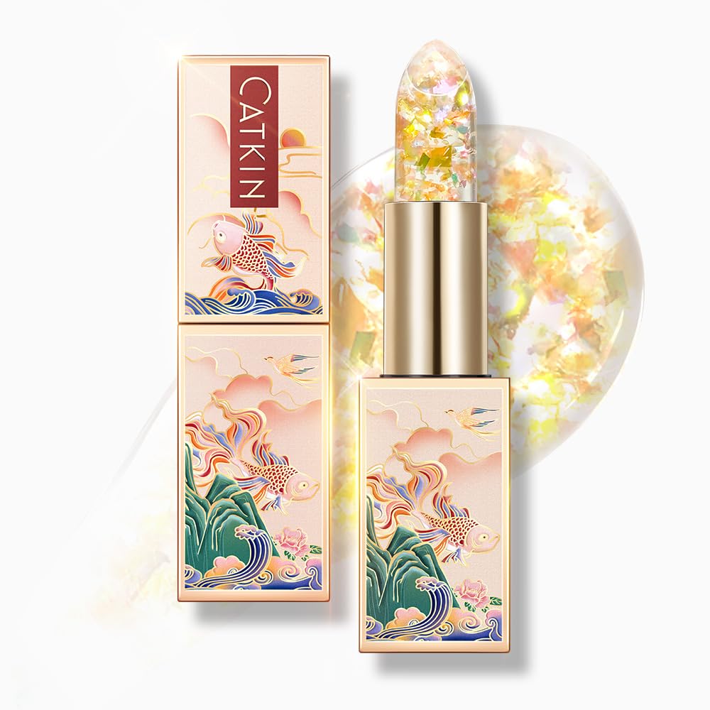 CATKIN Bálsamo labial tintado con purpurina para labios ultra hidratante, humectante labial, cuidado de labios con vitamina E nutritivo para labios agrietados y secos, 0.12 onzas, C15 Destiny, rojo