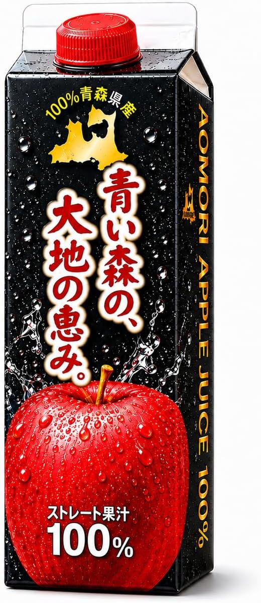 Apple Juice, Made in Aomori Prefecture, 2.3 fl oz (1 L) Bottles, 100% Straight Fruit Juice, Apple Juice, Paper Pack, 33.8 fl oz (1,000 ml) x 2 Bottles