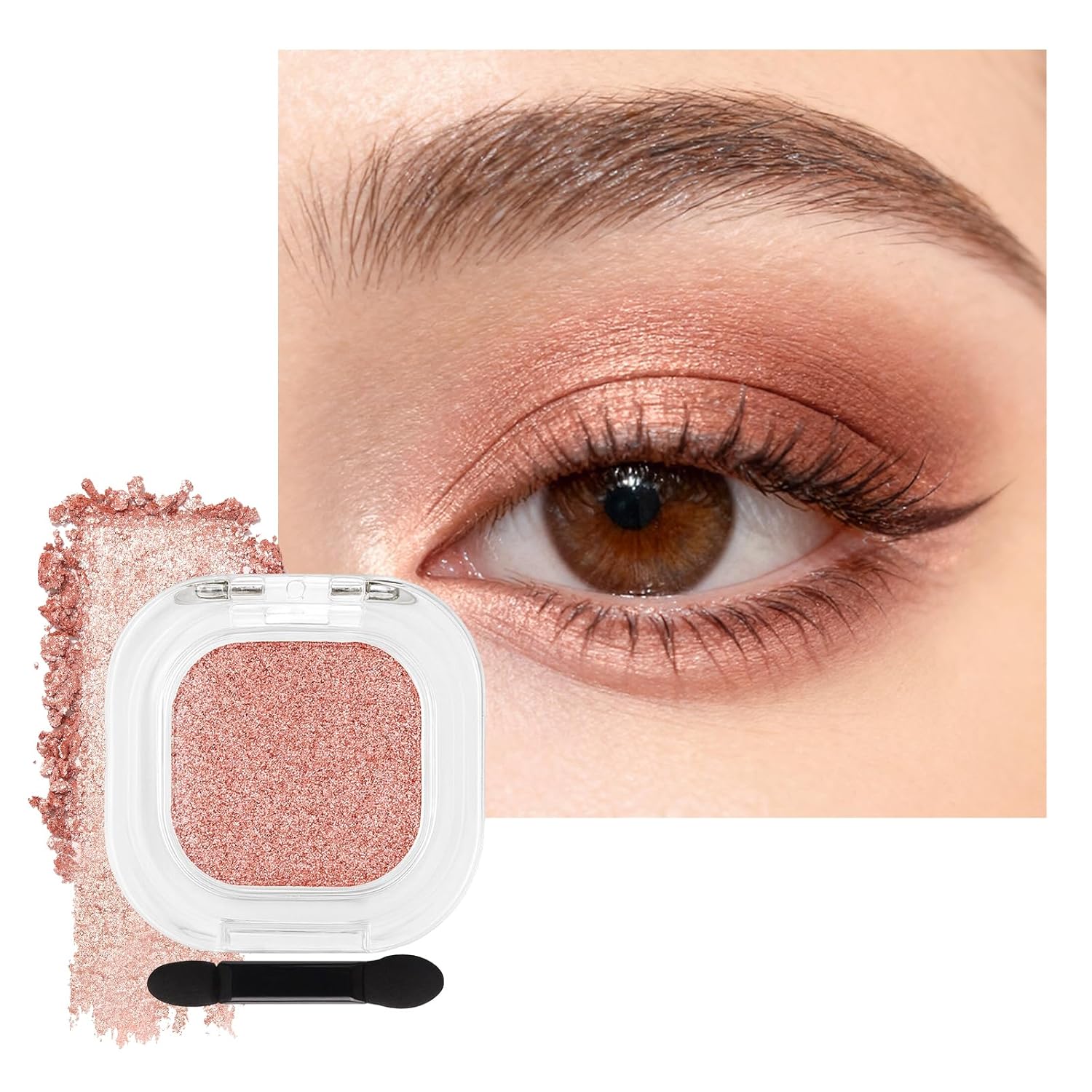 Erinde Paleta de sombra de ojos mate marrón individual, sombra de ojos de terciopelo maquillaje natural compacto en polvo, maquillaje de ojos de larga duración, ultra mezclable, color pigmentado