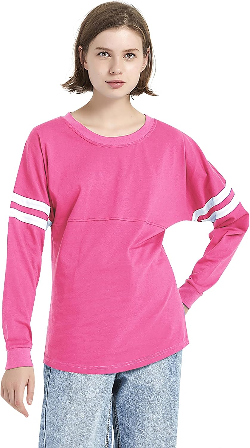 TopTie Camiseta de manga larga con pompones y cuello redondo para mujer, color blanco