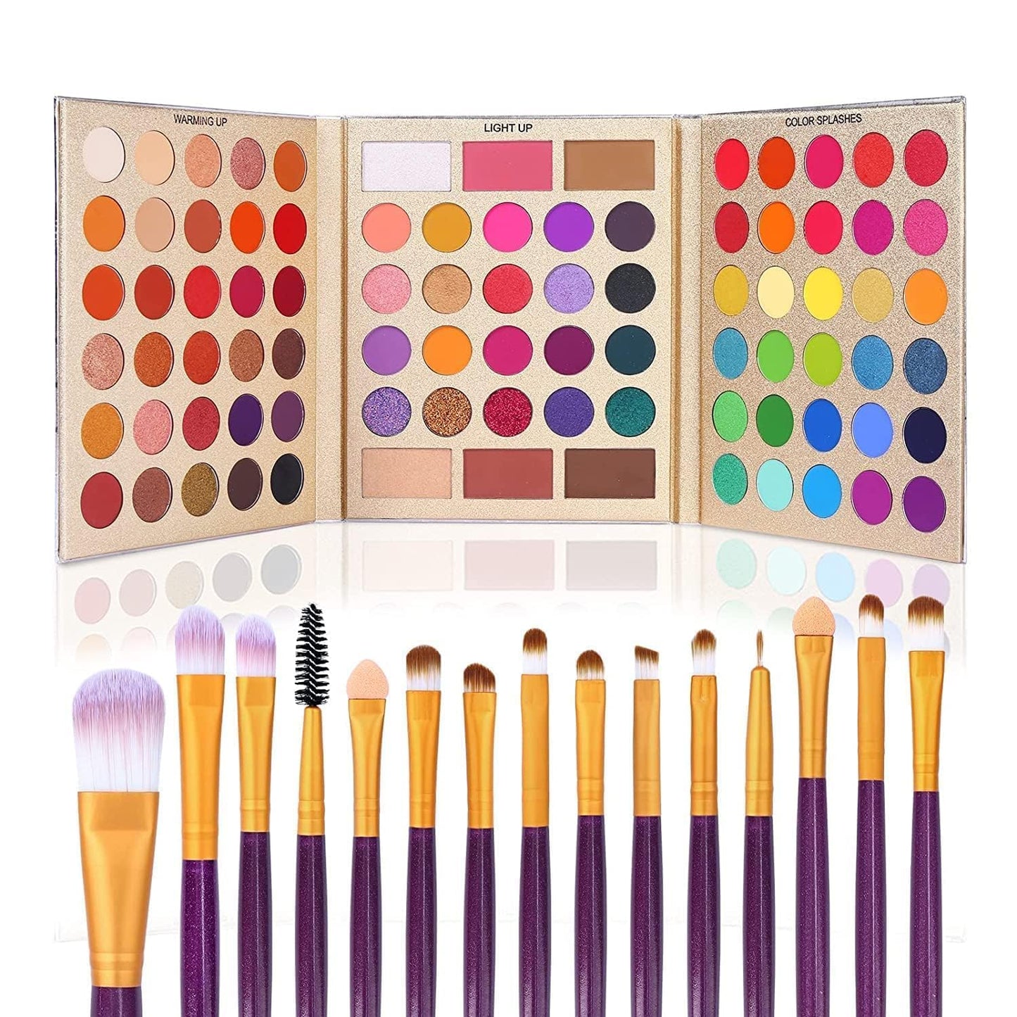 UCANBE Eyeshadow Palette with 15Pcs Brushes Makeup Set, Pigmented 86 Colors Make Up Sets Valentine's Day Gift, Matte Shimmer Glitter Eye Shadow Pallet Highlighter Contour Blush Powder Brush Beauty Kit