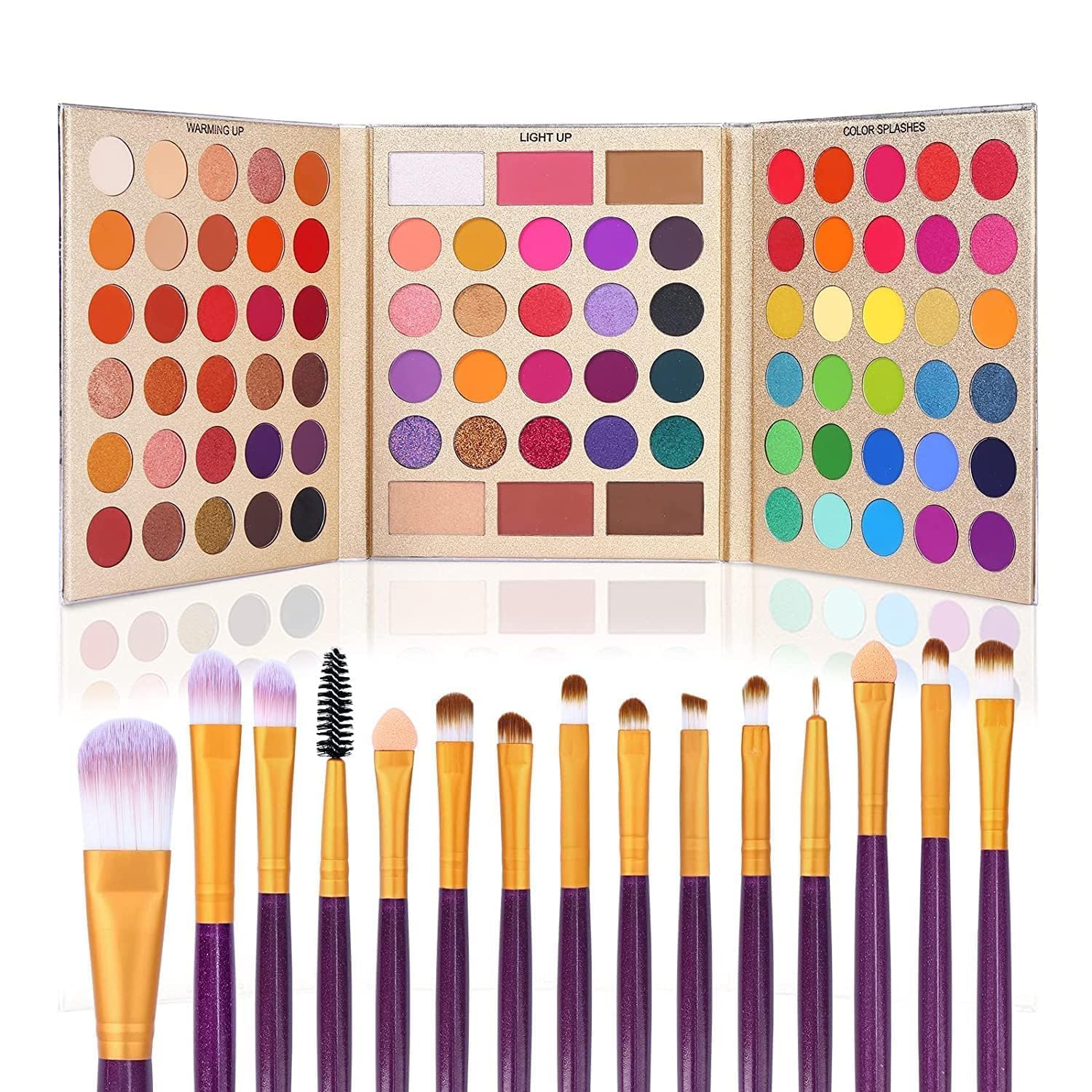 UCANBE Eyeshadow Palette with 15Pcs Brushes Makeup Set, Pigmented 86 Colors Make Up Sets Valentine's Day Gift, Matte Shimmer Glitter Eye Shadow Pallet Highlighter Contour Blush Powder Brush Beauty Kit