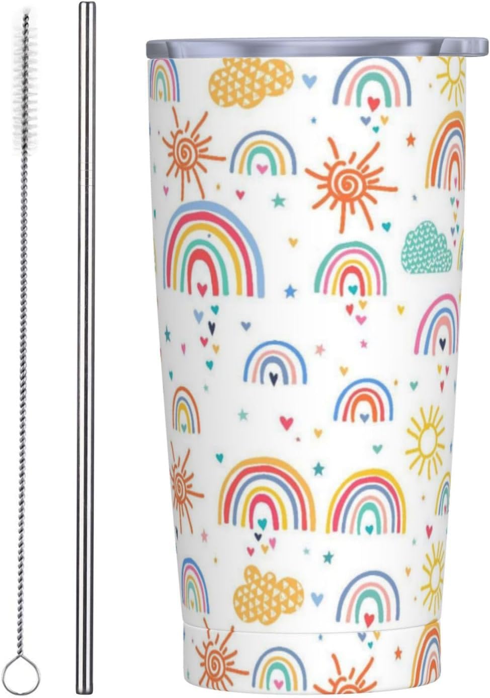 Dragonfly - Vaso de 20 onzas con tapa y popote para mujeres y hombres, taza aislada con diseño de libélula rosa y azul, para amantes de los animales, vaso de acero inoxidable de doble pared