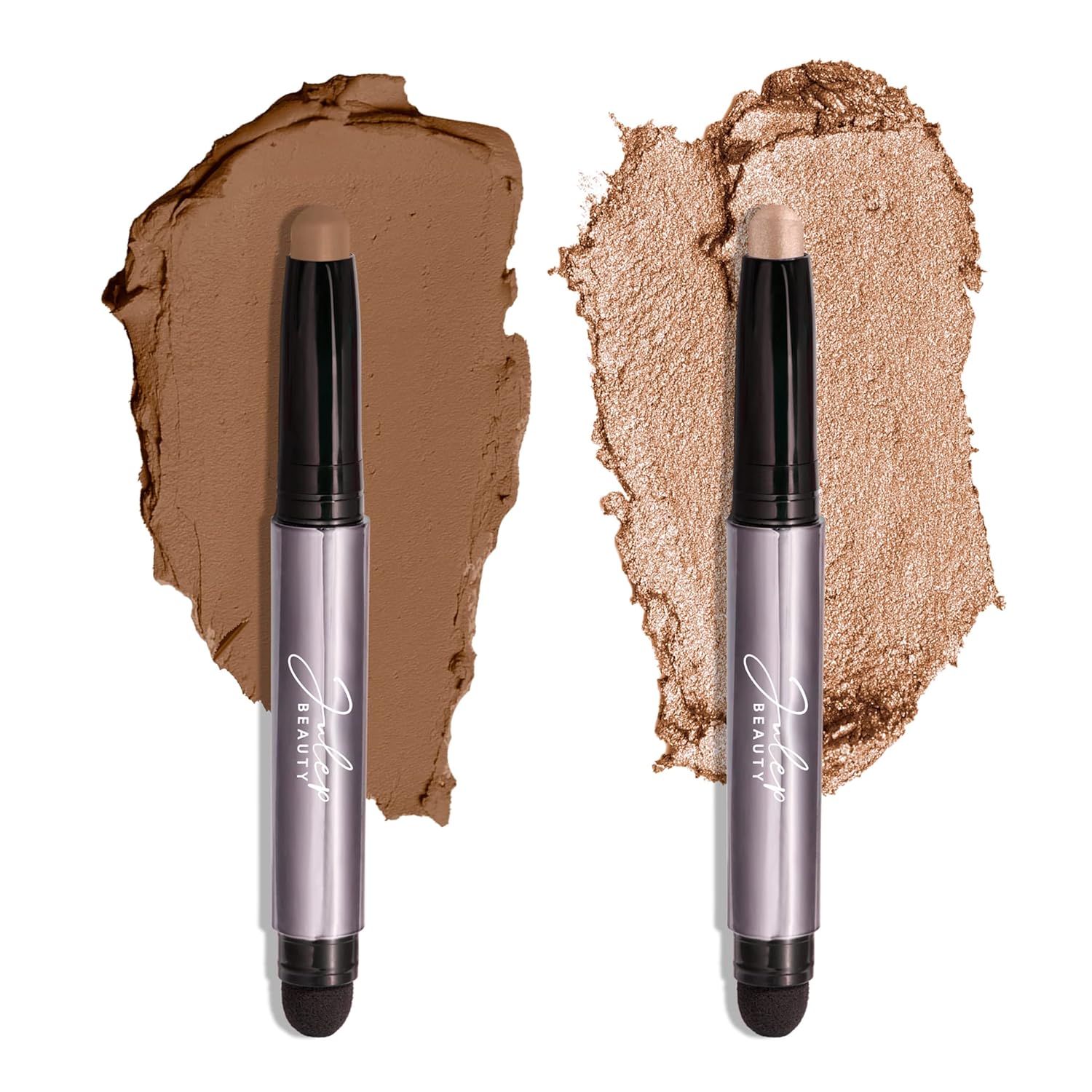 Julep - Sombra de ojos 101 de crema a polvo, impermeable, en barra de punta doble – De larga duración, a prueba de arrugas, fácil de aplicar con difuminante incorporado - Perla y Rosa brillante