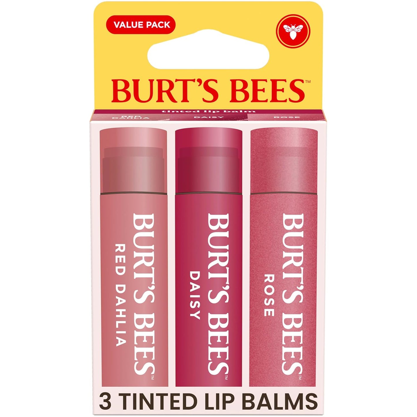 Burt's Bees - Bálsamo labial para rellenar los calcetines, fórmula de bálsamo tintado 2 en 1 de larga duración, infusión de color con manteca de karité hidratante, rosa pétalo (paquete de 2)