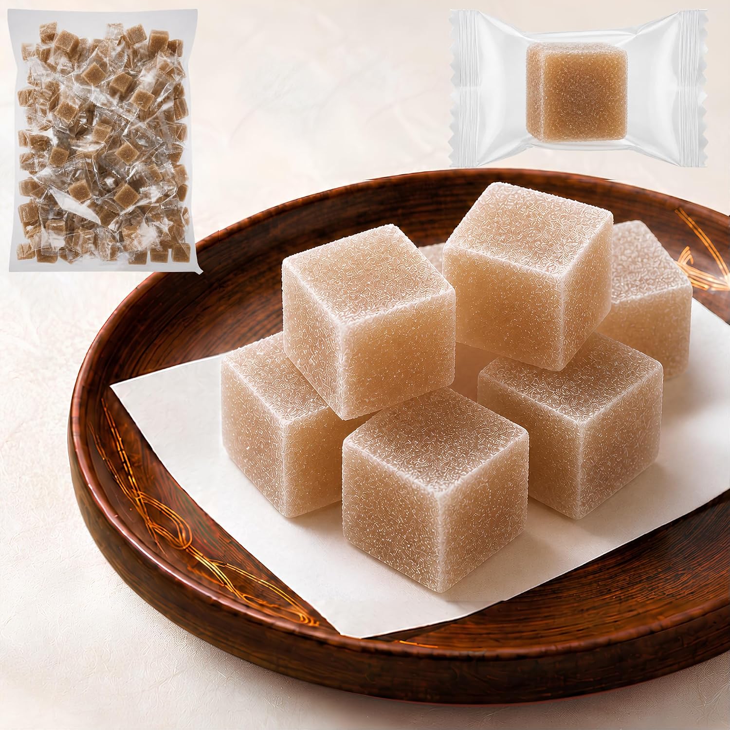 Alneka Black Honey Powdered Mochi, Wastebuchi, Warabi Mochi, Japanese Sweets, Brown Sugar, Individual Packaging, 17.6 oz (500 g), Approx. 50 Pieces, Made in Okinawa Brown Sugar