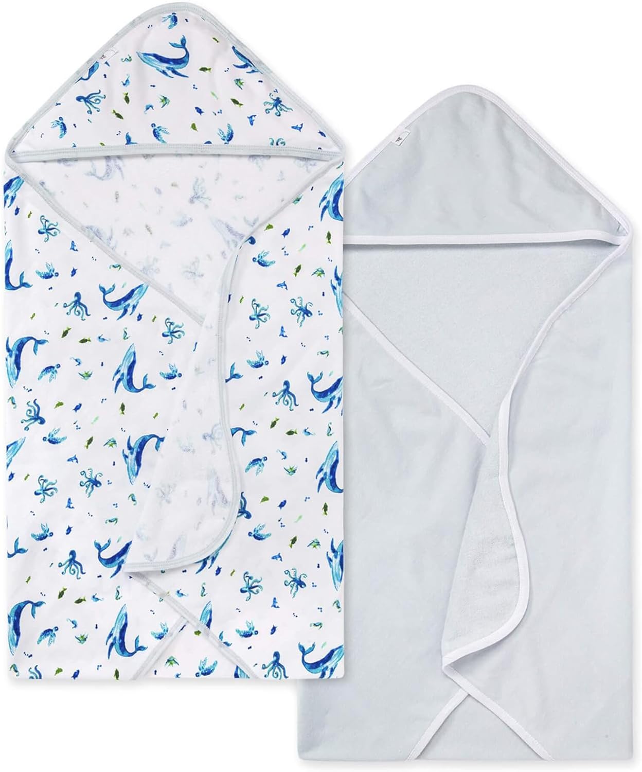 Toalla orgánica con capucha de una sola capa para bebé de Burt's Bees Baby, Paquete de 2, Pequeños patos | Toalla con capucha de algodón 100% orgánico de rizo suave y absorbente que es duradera y suave, mide 29 x 29 pulgadas