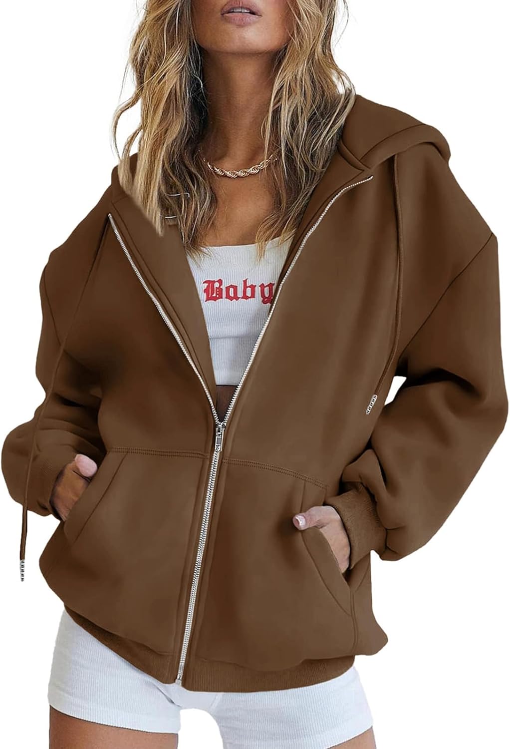 PRETTYGARDEN Sudaderas con capucha Y2K con cremallera para mujer, estilo casual, manga larga, para otoño e invierno, chaquetas con bolsillos