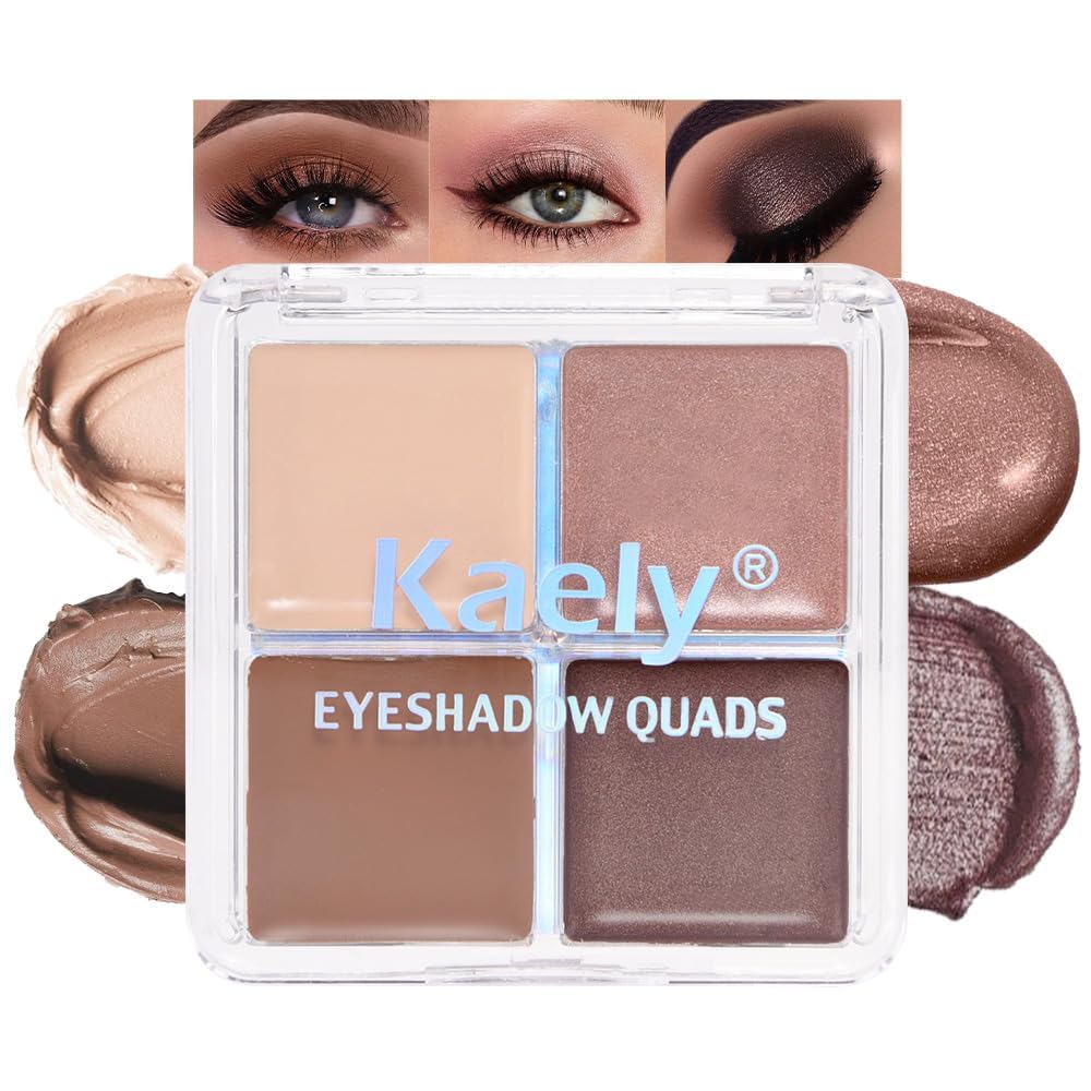 4 Colors Vanilla Nude Eyeshadow Palette, Light Beige Pink Ivory White Quads, Matte & Shimmer Soft Blendable Eye Shadow, Natural Everyday Makeup for Mature Skin, Vegan, Sombras de Ojos