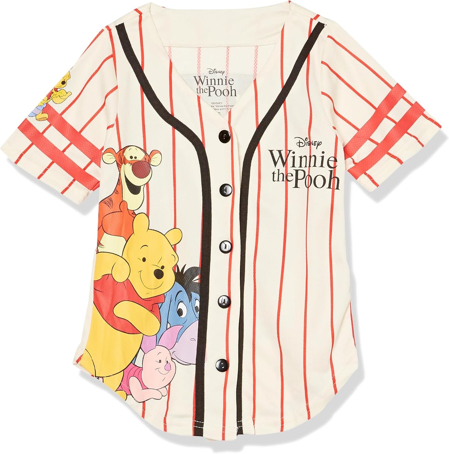 Disney Camiseta de béisbol Winnie the Pooh Hunny de Disney para niñas con botones de malla