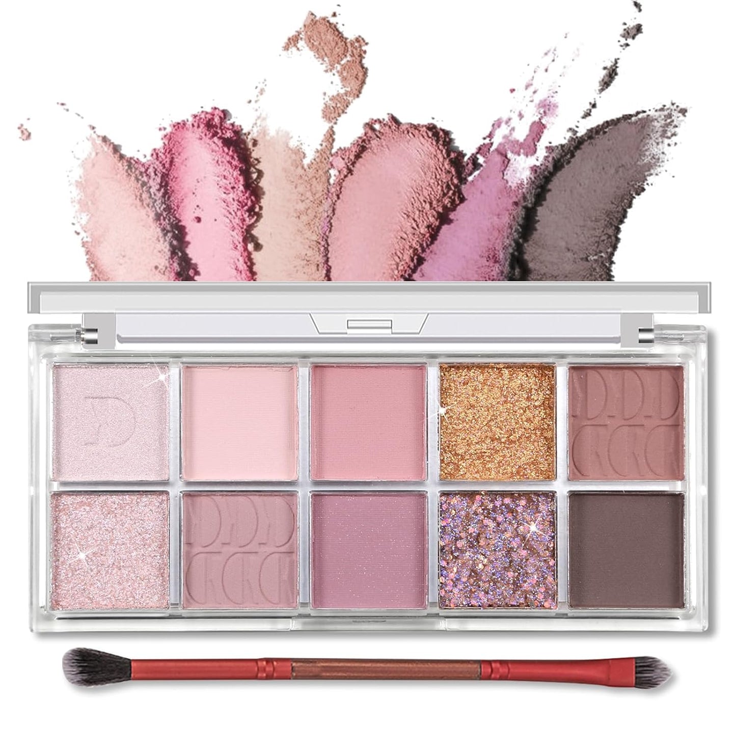 Erinde 10 colores paleta de sombra de ojos desnuda, paleta de maquillaje de sombra de ojos mate marrón taupe, paleta de ojos ahumados gris neutro, ultra-mezclable, sombra de ojos natural de larga