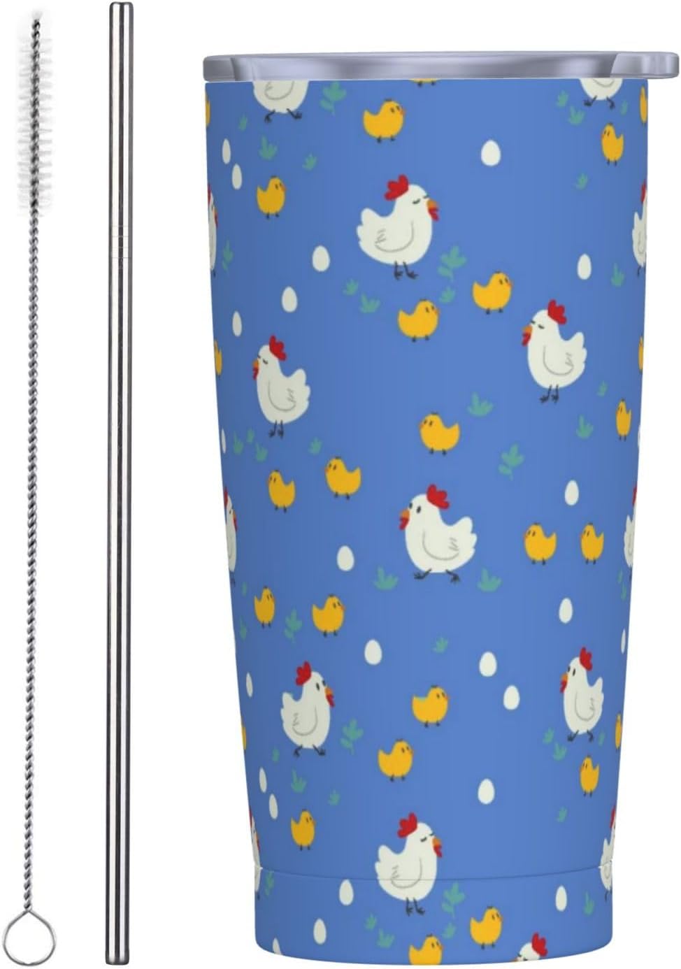 Vaso de 20 onzas con tapa y popote para mujer, diseño floral retro, con aislamiento, diseño floral retro, diseño de flores moradas, de acero inoxidable, taza de viaje al vacío de doble pared
