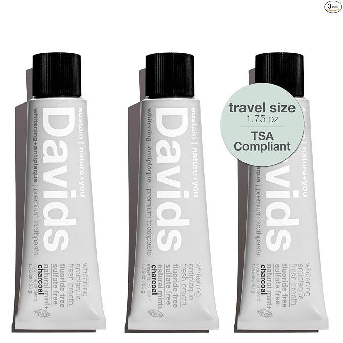 Davids Fluoride Free Toothpaste, Teeth Whitening, Antiplaque, SLS (Sulfate) Free, Promotes Enamel Health, Mouth & Gum Detox, EWG Verified, Peppermint, 5.25oz