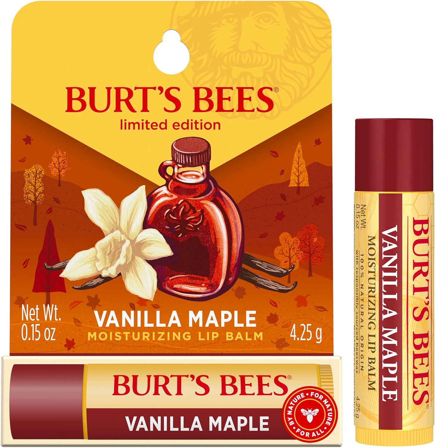 Burt's Bees - Bálsamo labial hidratante 100 % natural, fresa con cera de abejas y extractos de frutas, 4 tubos