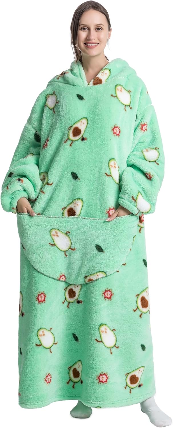 Capecage - Manta con capucha, sudadera con capucha larga como regalos de cumpleaños para mujeres y hombres, manta portátil larga para mujeres y hombres.
