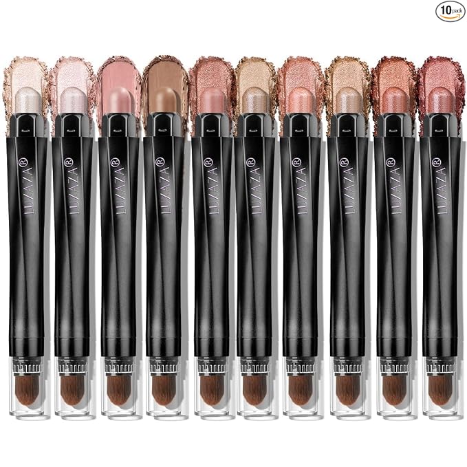 LUXAZA PRO Neutral Eyeshadow Stick Makeup 6PCS Set, Brown Nude Metallic Shimmer Matte Cream Eye Shadow Palette Eyeliner Brightener Pencil Crayon, Party Makeup - BROWN CANYON
