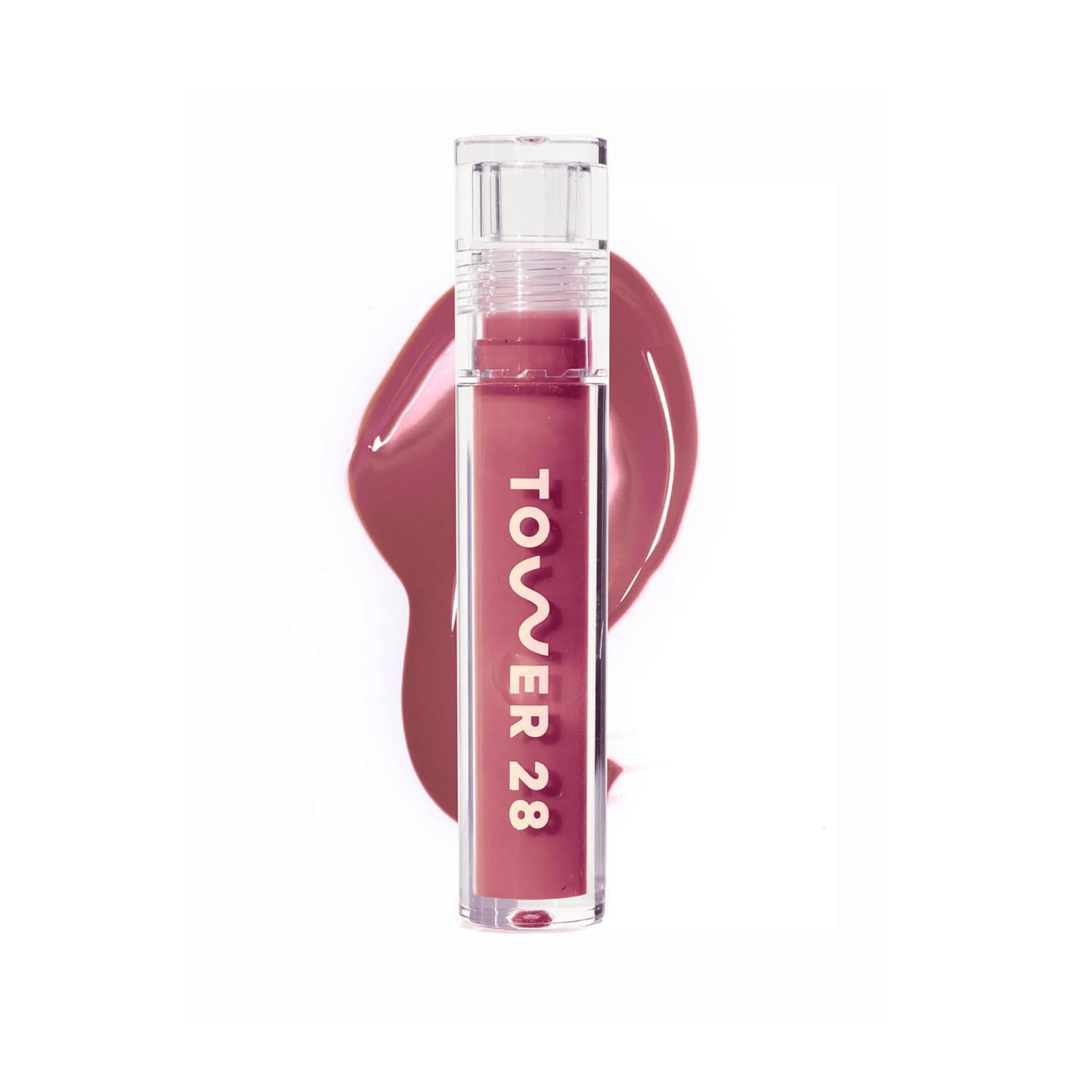 Tower 28 ShineOn - Jalea de labios lechosa, PISTACHIO, antiadherente, brillo labial vegano hidratante en rosa nude lechoso, aceite hidratante de albaricoque y semillas de frambuesa, limpio, libre de