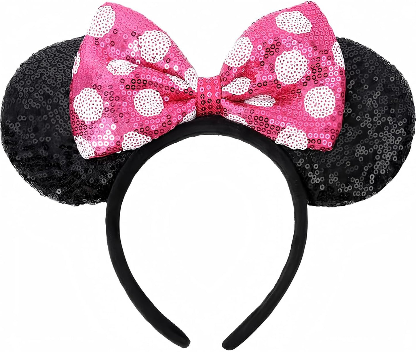 ETLUK - Diadema con orejas de ratón, diademas con orejas de ratón y lazo de lentejuelas para mujeres y niñas, accesorios de cosplay, decoración para fiestas (rojo)