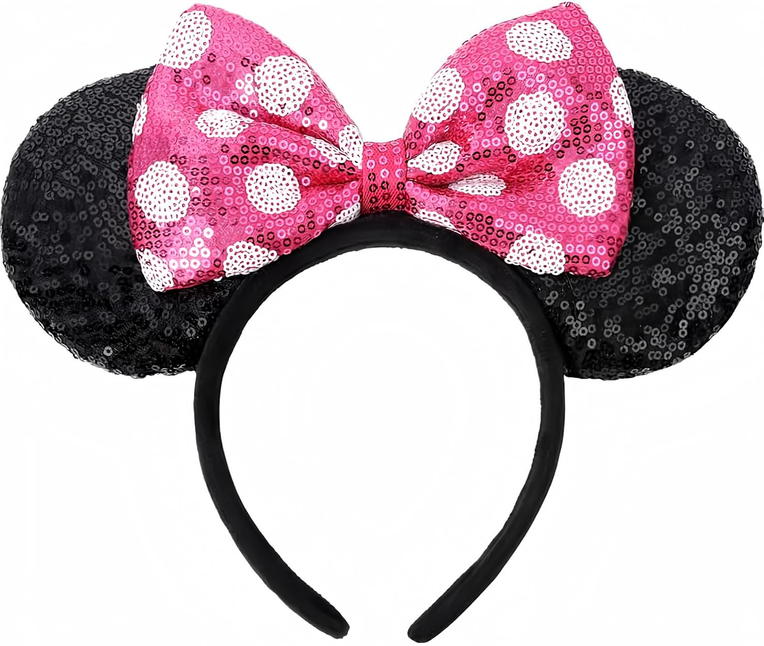 ETLUK - Diadema con orejas de ratón, diademas con orejas de ratón y lazo de lentejuelas para mujeres y niñas, accesorios de cosplay, decoración para fiestas (rojo)