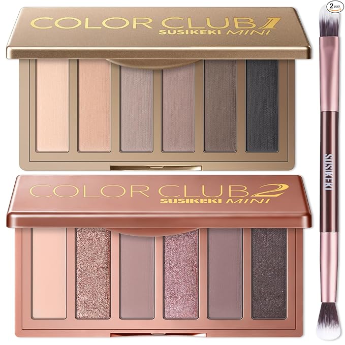 SUSIKEKI 6 Colores Mini Paleta de Sombras de Ojos Maquillaje Neutro Nude Ahumado Sombra de Ojos Taupe y Marrón Mate Paleta de Maquillaje con Espejo Altamente Pigmentado de Larga Duración Impermeable