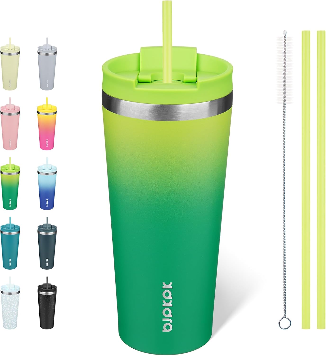 BJPKPK - Vaso de acero inoxidable con aislamiento, tapa y pajilla, taza de café para viaje, de 18 onzas, diseño de laguna