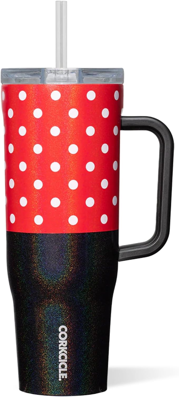 Corkcicle Cruiser Vaso Térmico Aislado con Asa y Pajita - Mantiene las Bebidas Frías 20 Horas - Triple Aislamiento - Regalo de Bebidas de Verano - Mantiene las Bebidas Heladas - 40 oz - Princesa