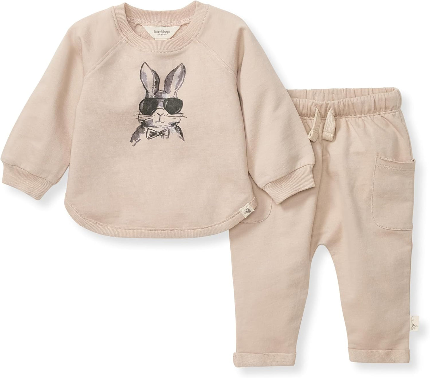 Burt's Bees Baby conjunto de camisa y pantalón para bebé niño, conjunto de camiseta de manga larga y pantalón, 100% algodón orgánico