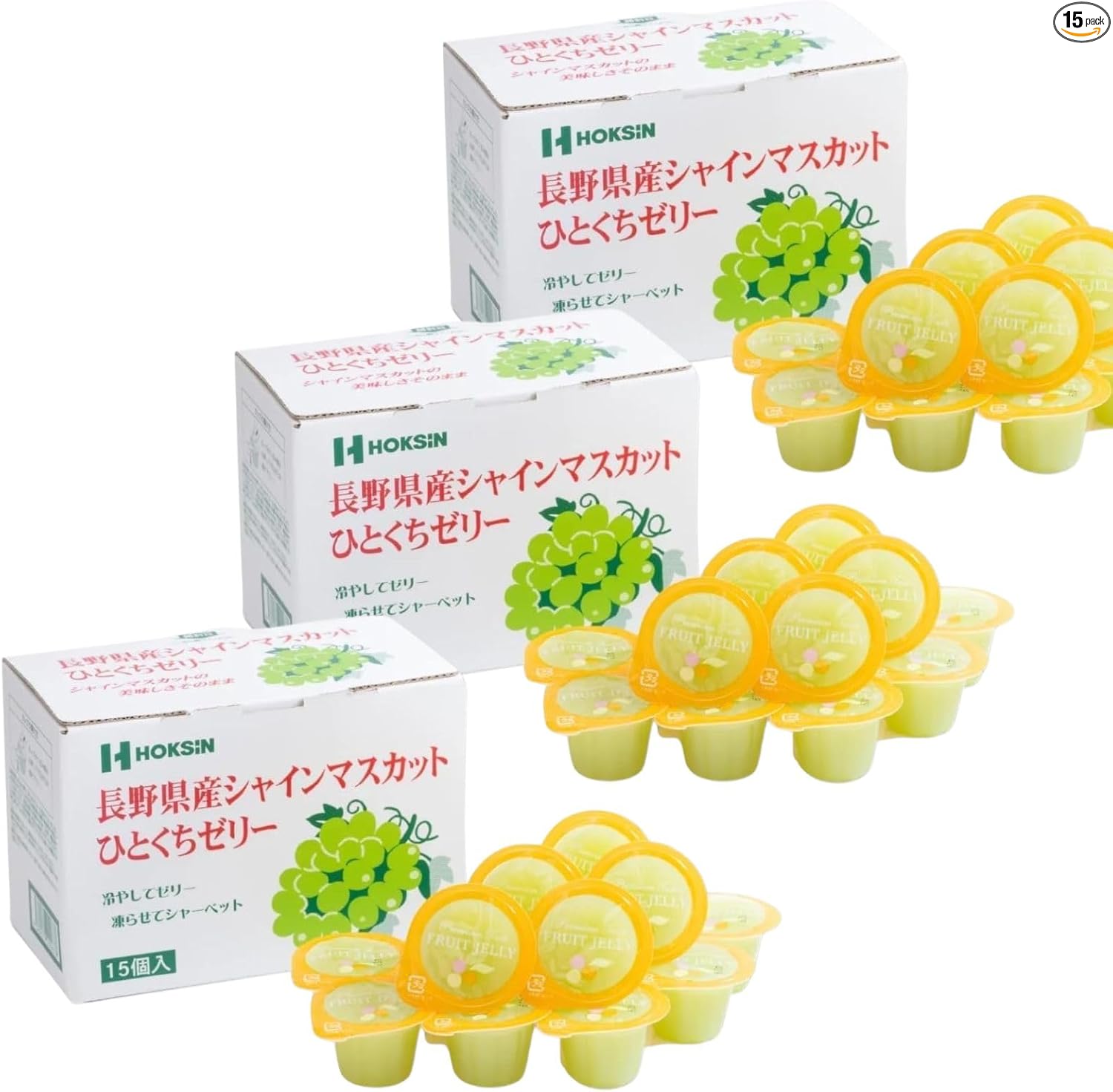 Hokushin Foods Hitakuchi Jelly, 0.7 oz (21 g) x 10 Packs, Chill Freeze, Premium Fruit Juice, Sweets, Gift, Souvenir, Treats (15 Pieces in 1 Box, Amao Strawberry, Produced in Fukuoka Prefecture)