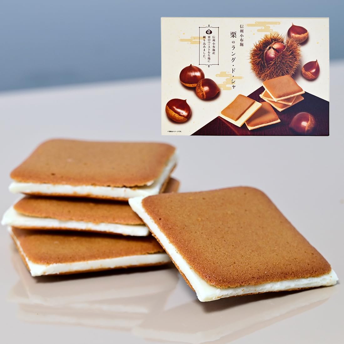 Shinshu Kobushi Chestnut Langdosha Pack of 12 (Summer Cool Delivery) (1 Box, 12 Sheets)