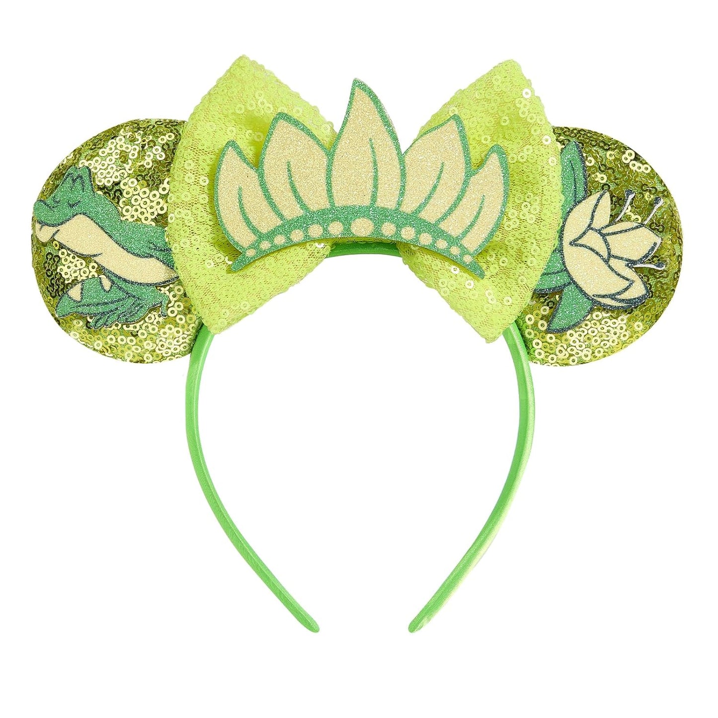 LYLIN Diadema con orejas de ratón, orejas de ratón azules con lazos de castillo para mujeres y niñas, accesorios para el cabello, orejas de parque, viajes, fiesta, cosplay, accesorios