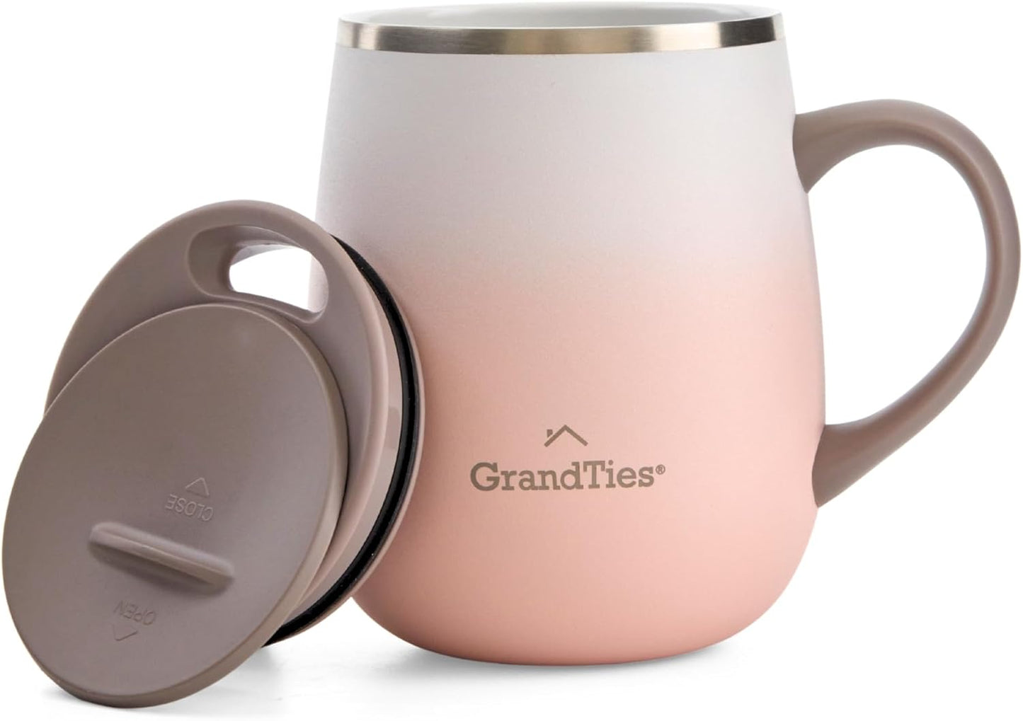 GRANDTIES 19 Colors Premium Vacuum Insulated Mug, 16.2 fl oz (460 ml), Mug with Easy Open Slide Lid, Stainless Steel, Double Wall Vacuum Insulation, Hot & Cold Protection, Popular in Office (Atlantis