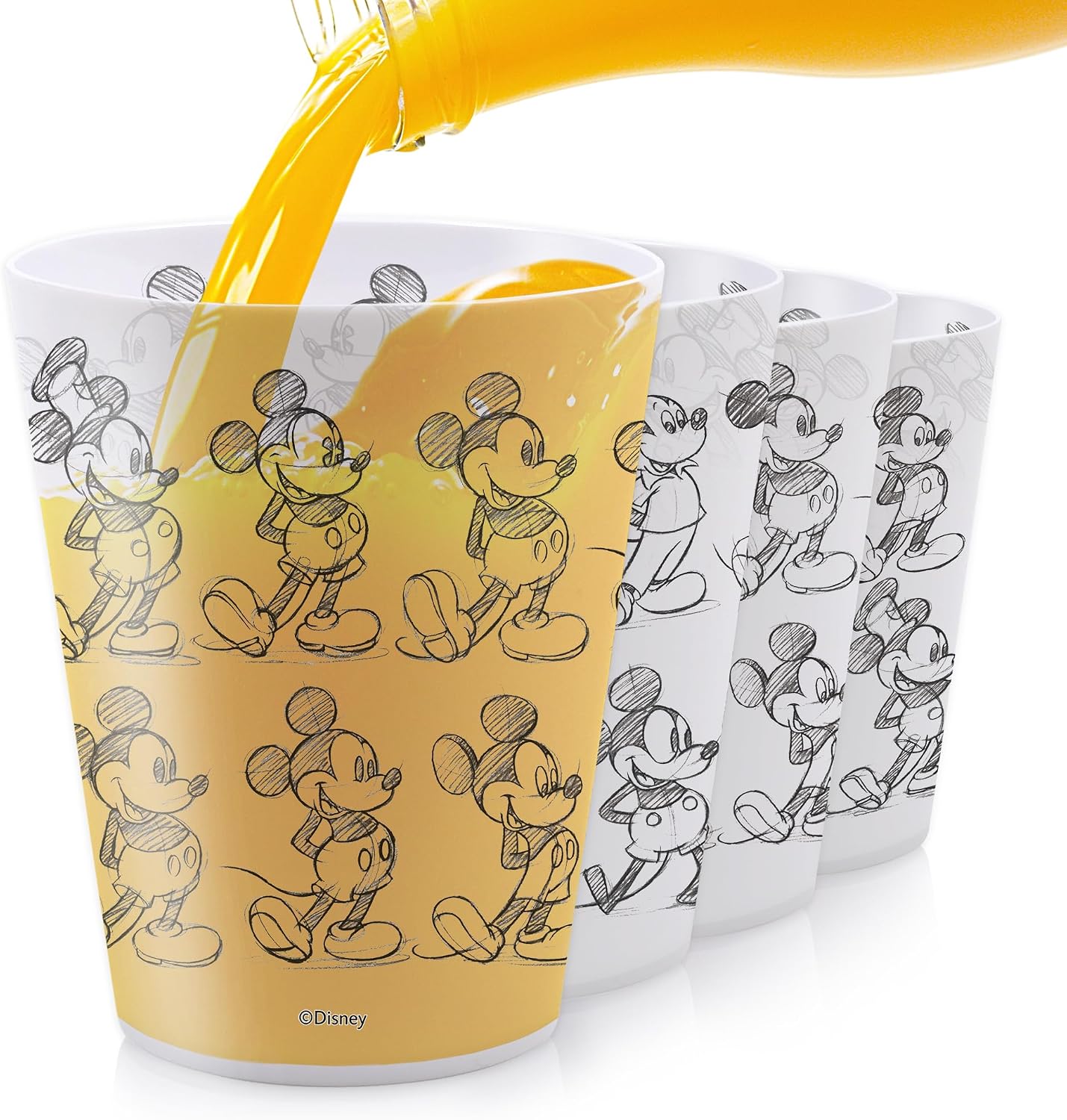 Vasos de plástico reutilizables de Disney – Paquete de 4 vasos de plástico para beber de 16 oz con diseños de Mickey, Stitch, Pooh o Disney100 – Sin BPA, apilables, seguros para lavavajillas en la