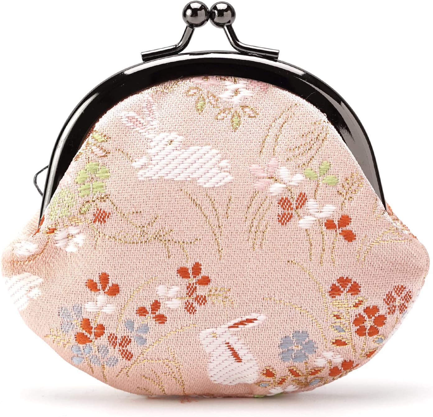 Kyoto Geibido Nishijin Weave 2.6-Inch Coin Purse Pouch, Handcrafted by Artisans, Japanese Pattern, Made in Japan, black 2