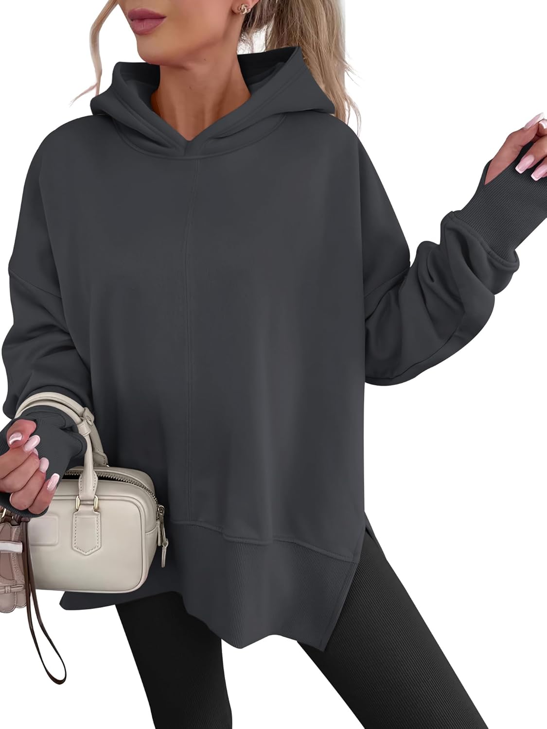 ANRABESS Sudaderas con capucha de gran tamaño para mujer, manga larga, forro polar, con abertura lateral, sudaderas con capucha y sin botones, trajes de otoño 2026, ropa Y2K