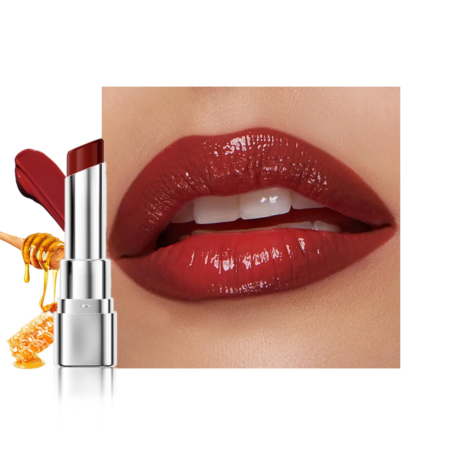 FeiCuiYun Bálsamo Labial con Tinta de Miel Rosa, Lápiz Labial Hidratante Transparente, Color Labial Hidratante para Todos los Tonos de Piel, Bálsamo Labial Nutritivo con un Toque de Cereza Negra
