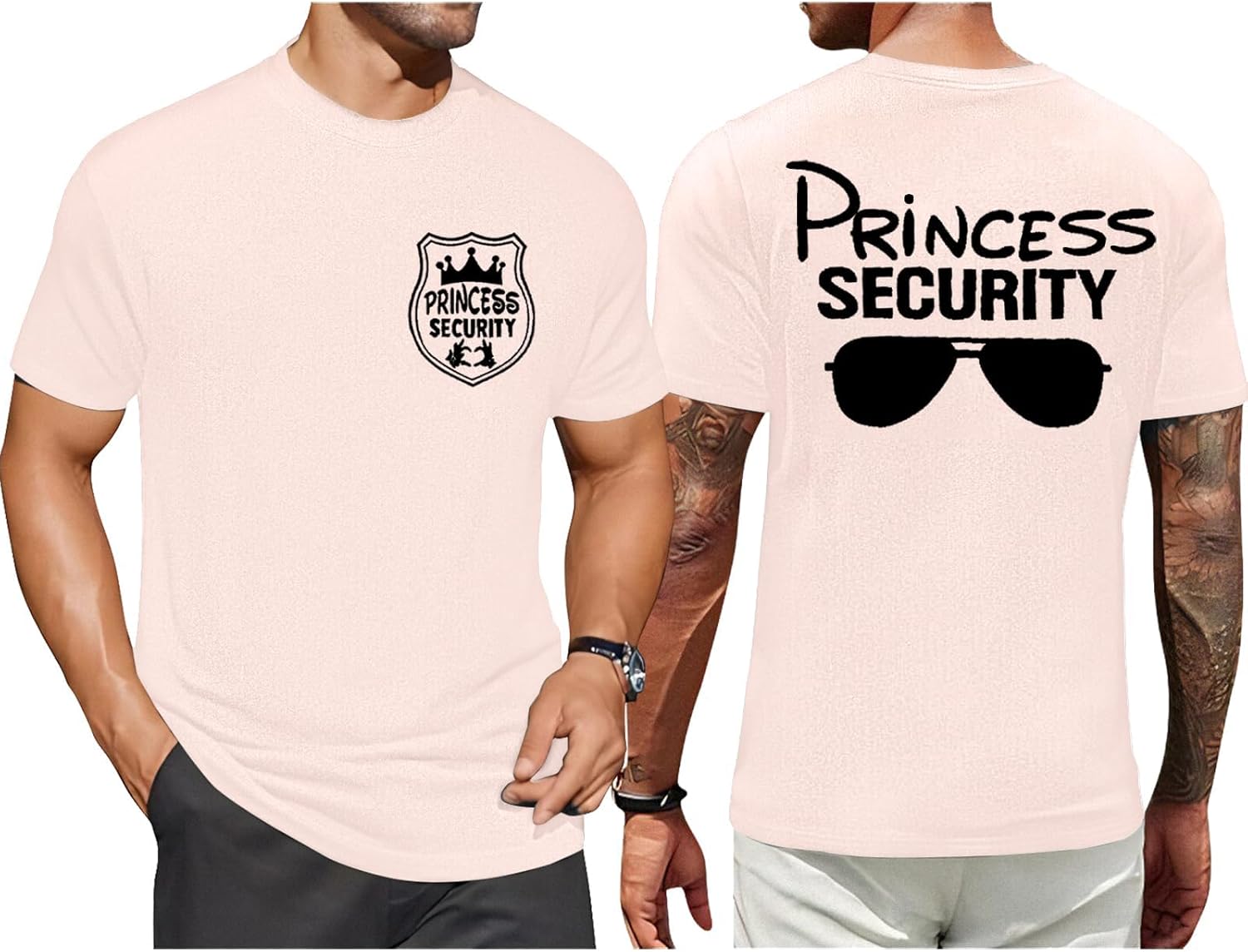FRYAID Camiseta del Equipo de Seguridad de Princesas para Hombres Camiseta Mágica Reino Mágico Camisetas Papá Fiesta de Cumpleaños Viaje Familiar Tops de Manga Corta